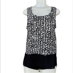 BCBG Black And White Sheer Tank Top Size M